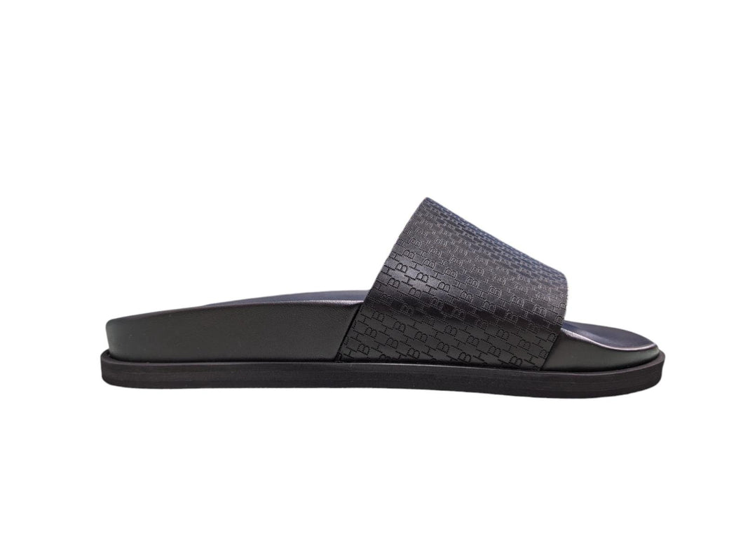 HUGO BOSS Men's Black Leather Upper Pattern Slider Sandal UK 6 RRP 205