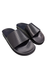 Load image into Gallery viewer, HUGO BOSS Men&#39;s Black Leather Upper Pattern Slider Sandal UK 6 RRP 205
