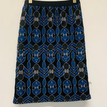 Load image into Gallery viewer, TORY BURCH Black Ladies Layered Netted Blue Pattern A-Line Knee Length Skirt UK8
