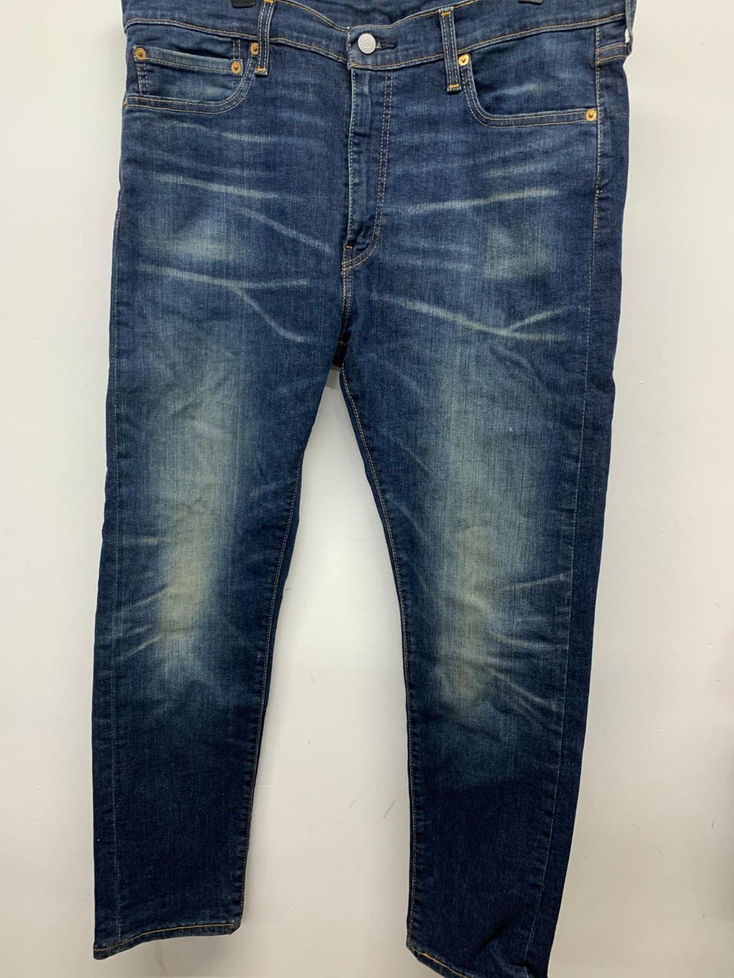 LEVI'S Men's Blue Wave Lined Distressed Wash Jeans Straight Denim W36 L32