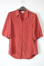 Load image into Gallery viewer, L.K. BENNETT Ladies Red Silk Tillila Star Half Sleeve Button-Up Shirt EU36 UK8
