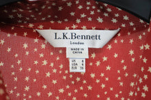 Load image into Gallery viewer, L.K. BENNETT Ladies Red Silk Tillila Star Half Sleeve Button-Up Shirt EU36 UK8
