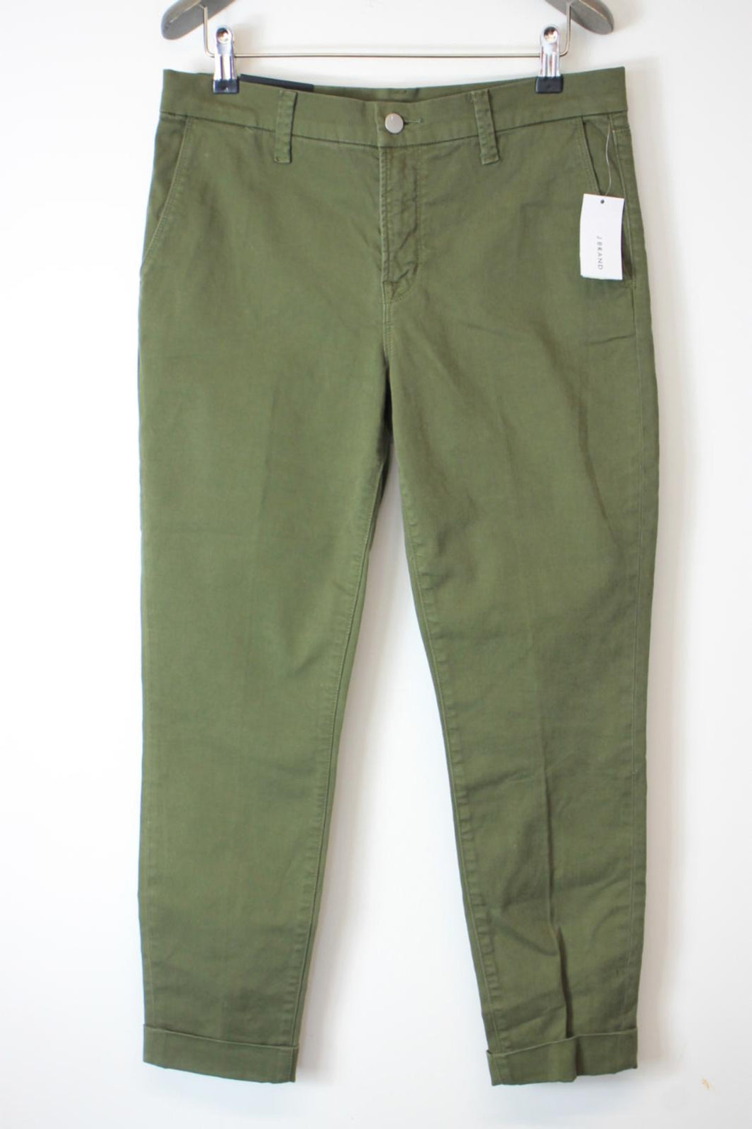 J BRAND Ladies Green Cotton Jose High Rise Tapered Skinny Trousers Size 27 BNWT