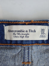 Load image into Gallery viewer, ABERCROMBIE &amp; FITCH Ladies Blue 90&#39;s Ultra High Rise Straight Jeans W30 NEW
