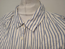 Load image into Gallery viewer, MADEWELL Ladies White &amp; Blue Striped Hi-Low Oversized Shirt Blouse Size L
