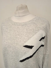Load image into Gallery viewer, Z SUPPLY Ladies Grey Larissa Lightning Bolt Cropped Oversized Jumper Size L
