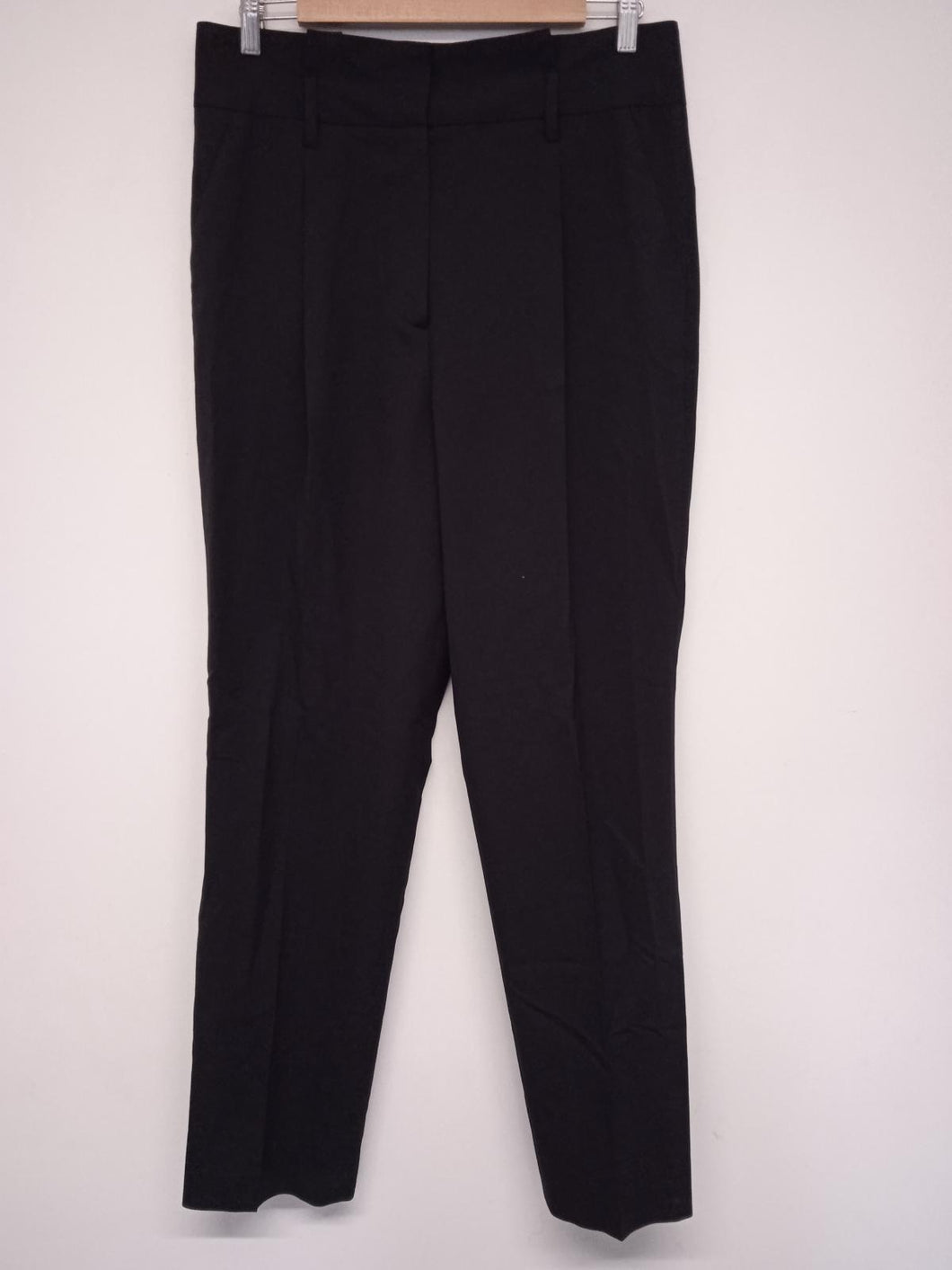 CAROLL PARIS Ladies Black Wool Blend Pleated Straight Leg Dress Trousers FR42/M