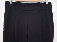 Load image into Gallery viewer, CAROLL PARIS Ladies Black Wool Blend Pleated Straight Leg Dress Trousers FR42/M
