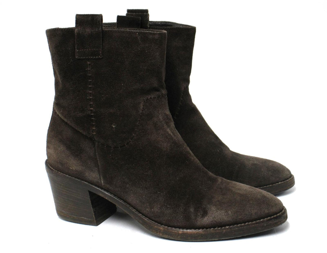 AQUATALIA Ladies Dark Brown Suede Block Heel Ankle Boots Size EU40 UK10
