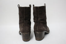 Load image into Gallery viewer, AQUATALIA Ladies Dark Brown Suede Block Heel Ankle Boots Size EU40 UK10
