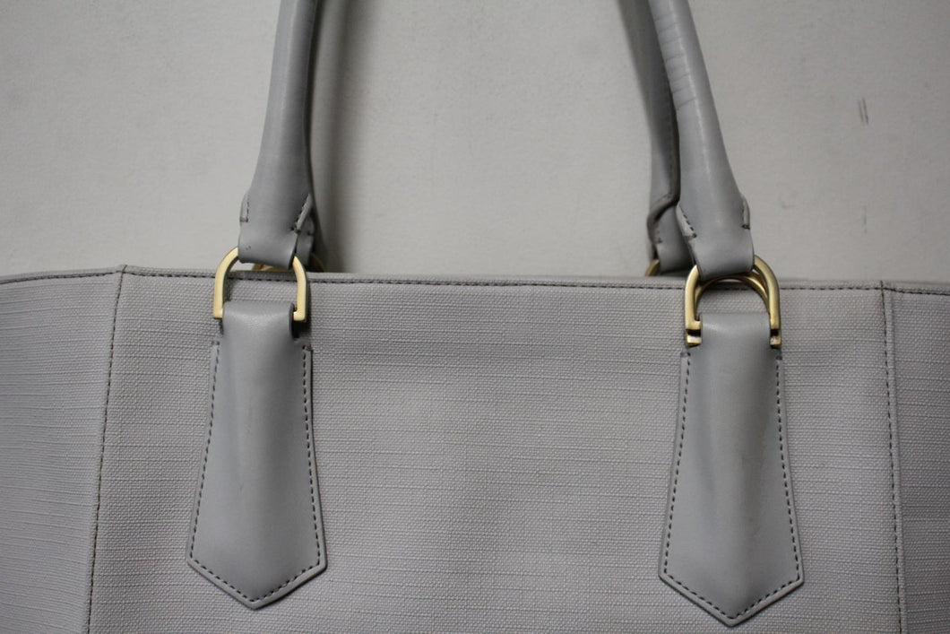 DAGNE DOVER Ladies Pale Grey Textured Vegan Leather Tote Handbag 30 x 20 x 12cm