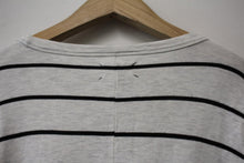 Load image into Gallery viewer, LOU &amp; GREY Light Grey Striped Long Sleeve Round Neck Longline Tunic Top M
