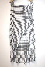 Load image into Gallery viewer, ELLA MOSS Ladies White &amp; Navy Blue Stripe Linen Blend Midi Wrap Skirt Size S
