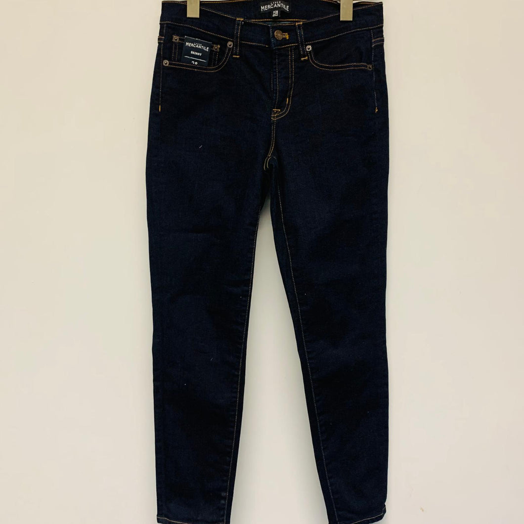 J.CREW MERCANTILE Ladies Blue Dark Indigo Cotton Jeans Skinny W28 L28 NEW