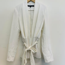 Load image into Gallery viewer, FRENCH CONNECTION Ladies White Frill Lower Long Sleeve Blazer Jacket UK6
