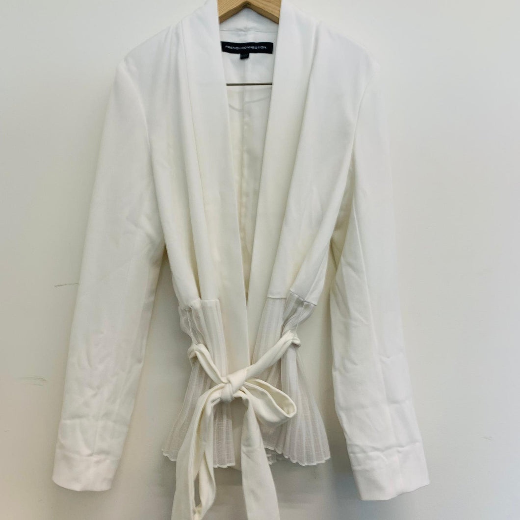 FRENCH CONNECTION Ladies White Frill Lower Long Sleeve Blazer Jacket UK6