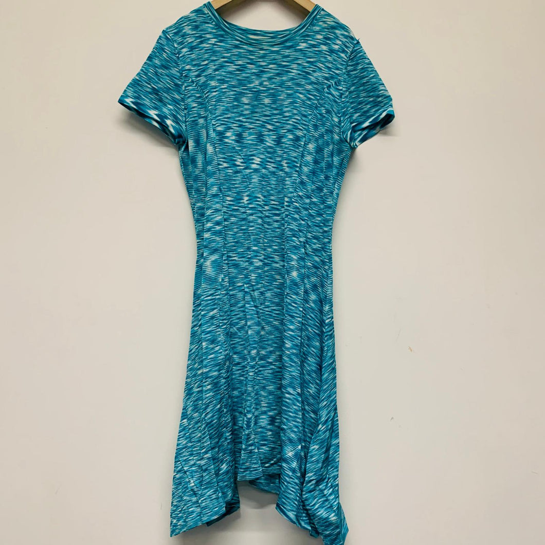 MICHAEL KORS Blue Ladies Fit & Flare Round Neck Short Sleeve Dress Size L