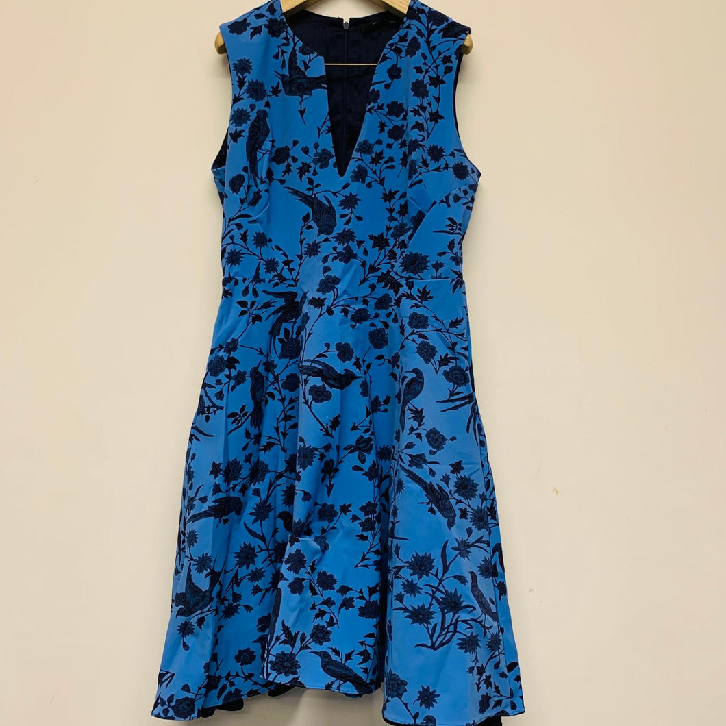 WES GORDON Blue Ladies Fit & Flare V-neck Sleeveless Dress Size 6