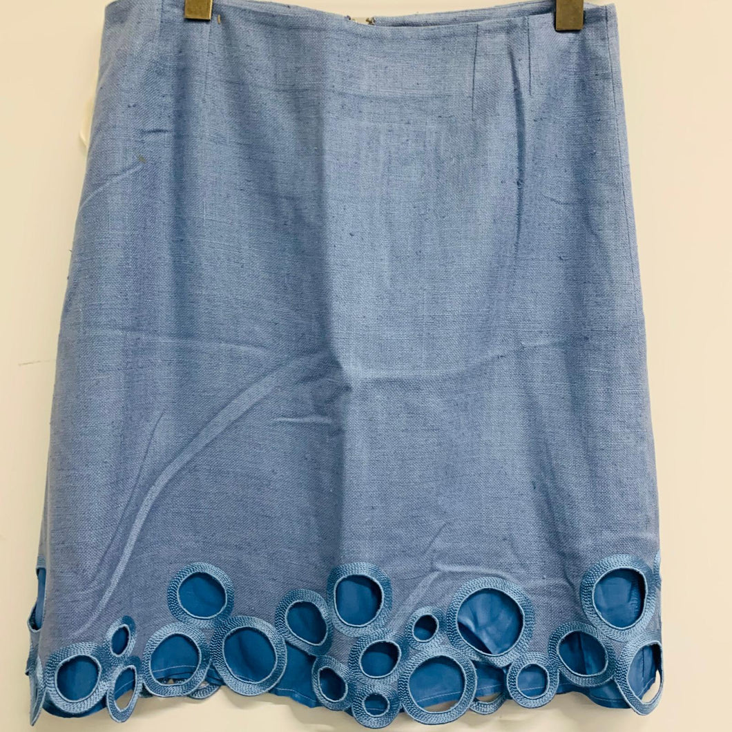 ETRO Blue Ladies A-Line Patterned Circle Cutout Hole Skirt Size 10