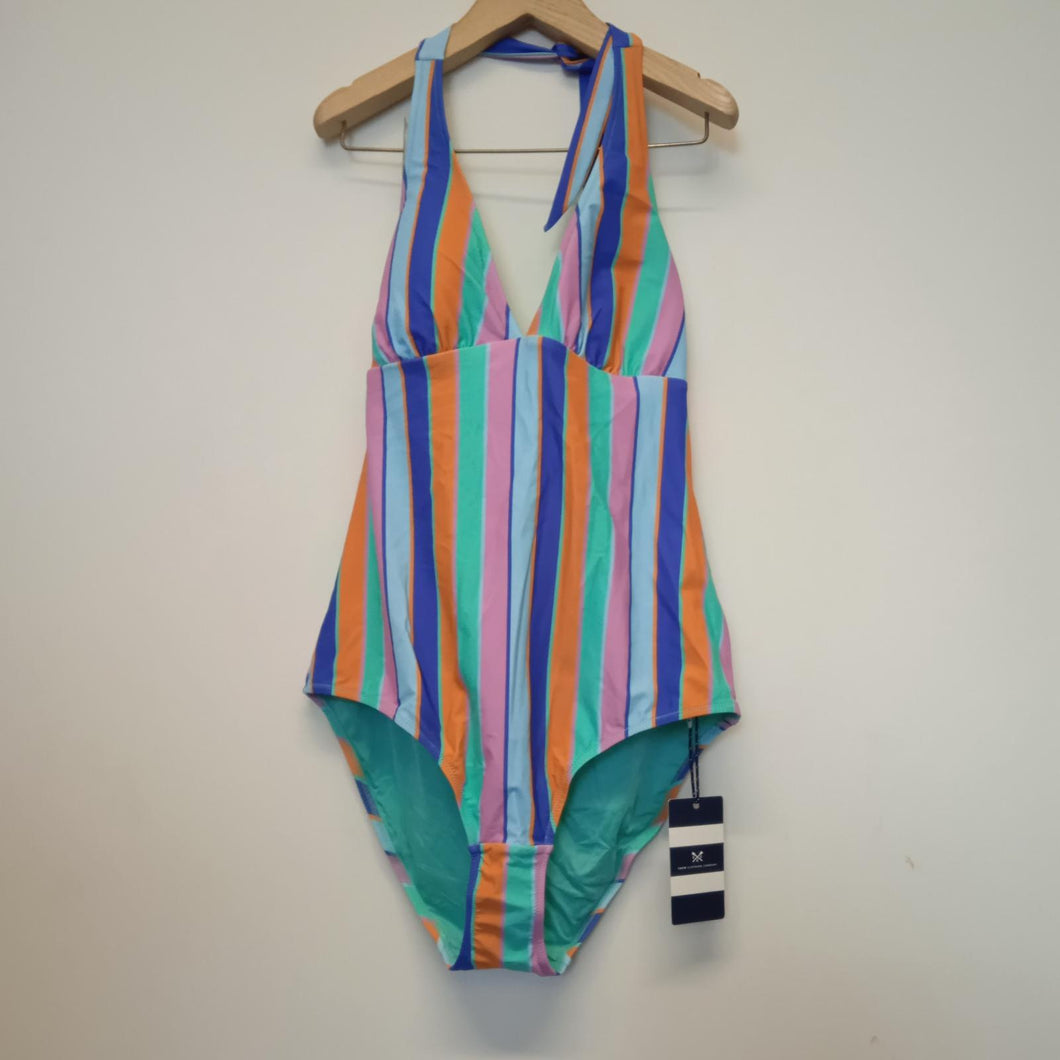CREW Blue Ladies Sleeveless Halter Swimming Costumes One Piece Swimsuit UK14 NEW