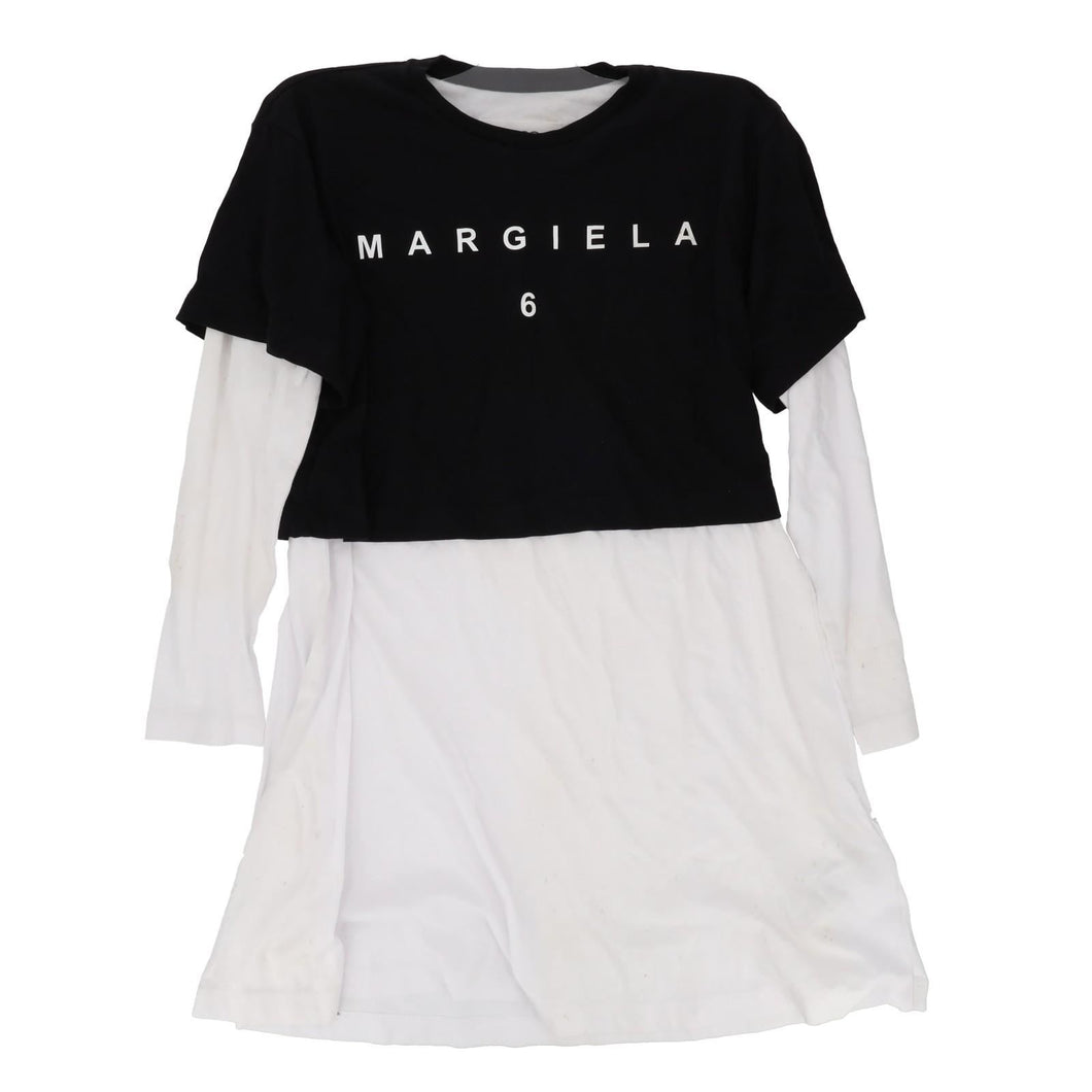 MM6 KIDS Dress Layered T-shirt Long Sleeve Whtie Black Size 8 yrs RRP130