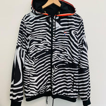 Load image into Gallery viewer, P.E NATION Black Ladies Long Sleeve Hooded Reversible Zebra Jacket Size UK S
