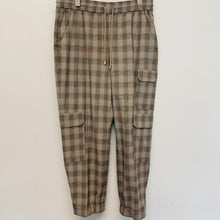 Load image into Gallery viewer, ME+EM Beige Ladies Check Light Jogger Dress Pant Cropped Trousers Size UK 10
