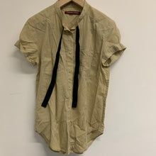 Load image into Gallery viewer, COMPTOIR DES COTONNIERS Ladies Brown Tan Black Tie Short Sleeve Button Shirt S

