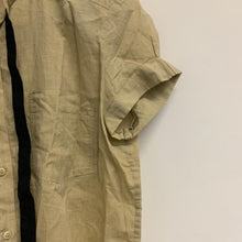 Load image into Gallery viewer, COMPTOIR DES COTONNIERS Ladies Brown Tan Black Tie Short Sleeve Button Shirt S

