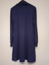 Load image into Gallery viewer, ME Ladies Navy Blue Long Sleeve Tie Neck Detail Shift Dress Size UK10 NEW
