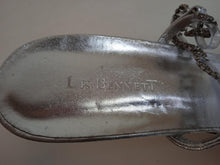 Load image into Gallery viewer, L.K. BENNETT Ladies Silver Leather Square-Toe Stiletto Sandals Size EU41 UK8
