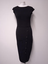 Load image into Gallery viewer, REISS Ladies Black Stretch-Fit Knee Length Sasha Knitted Bodycon Dress Size M
