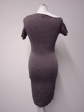 Load image into Gallery viewer, REISS Ladies Silver Metallic Knee-Length Luna Knitted Bodycon Dress Size UK12
