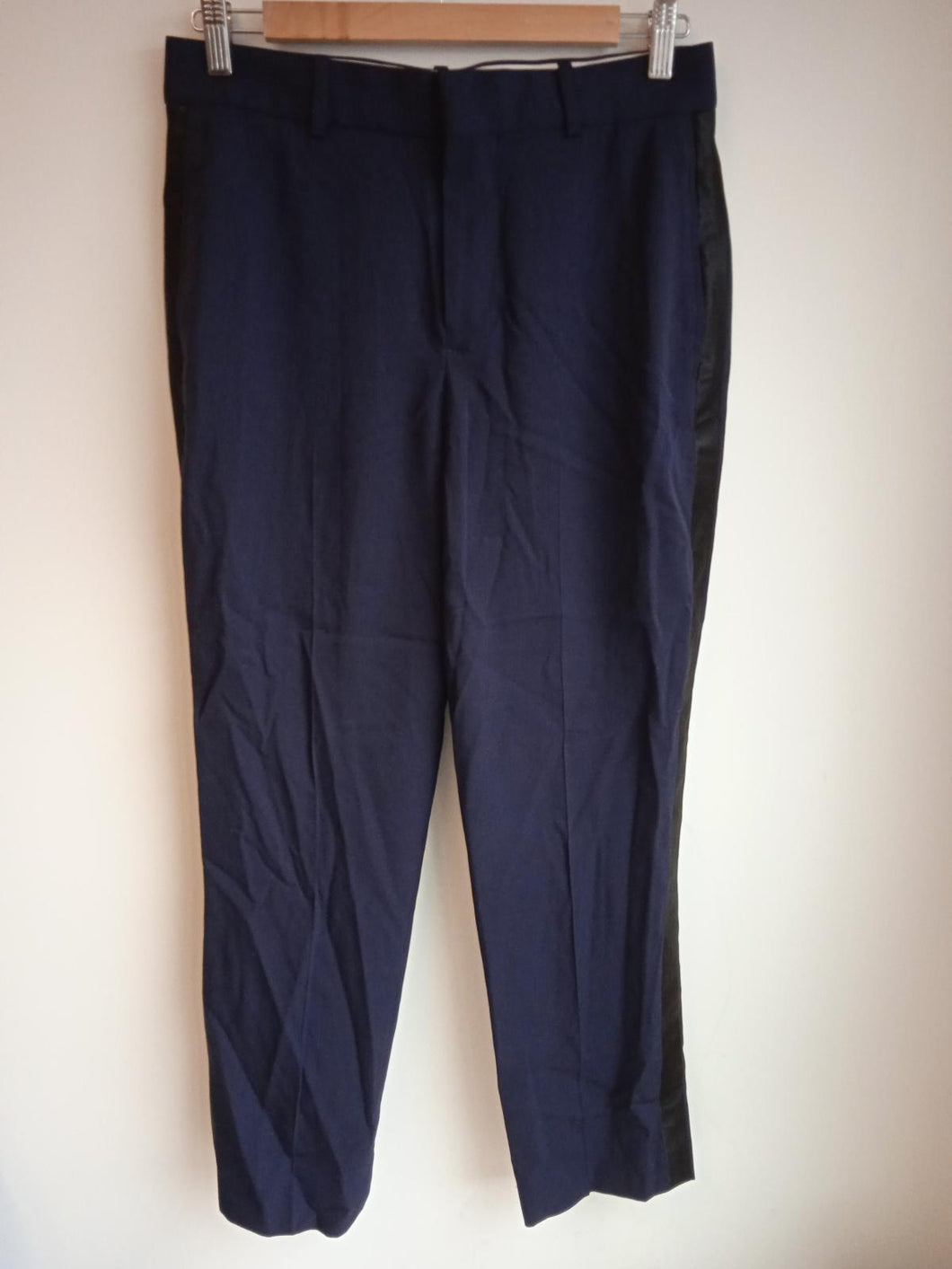 POLO RALPH LAUREN Ladies Navy Blue Wool Straight Leg Dress Trousers US4 UK8 NEW