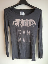 Load image into Gallery viewer, ZOE KARSSEN Ladies Grey Cotton Blend Paris Can Wait Long Sleeve T-shirt Size XS
