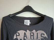 Load image into Gallery viewer, ZOE KARSSEN Ladies Grey Cotton Blend Paris Can Wait Long Sleeve T-shirt Size XS
