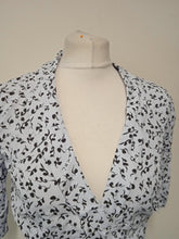 Load image into Gallery viewer, GANNI Ladies Heather Blue Printed Half Sleeve Crepe Wrap Dress EU36 UK8 NEW
