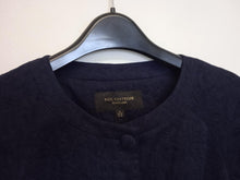 Load image into Gallery viewer, PAUL COSTELLOE Ladies Navy Blue Cotton Black Label Jacquard Overcoat UK12
