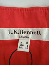 Load image into Gallery viewer, L.K. BENNETT Ladies Aurora Red Cotton Blend Tie-Waist Darly Midi Skirt UK12 NEW
