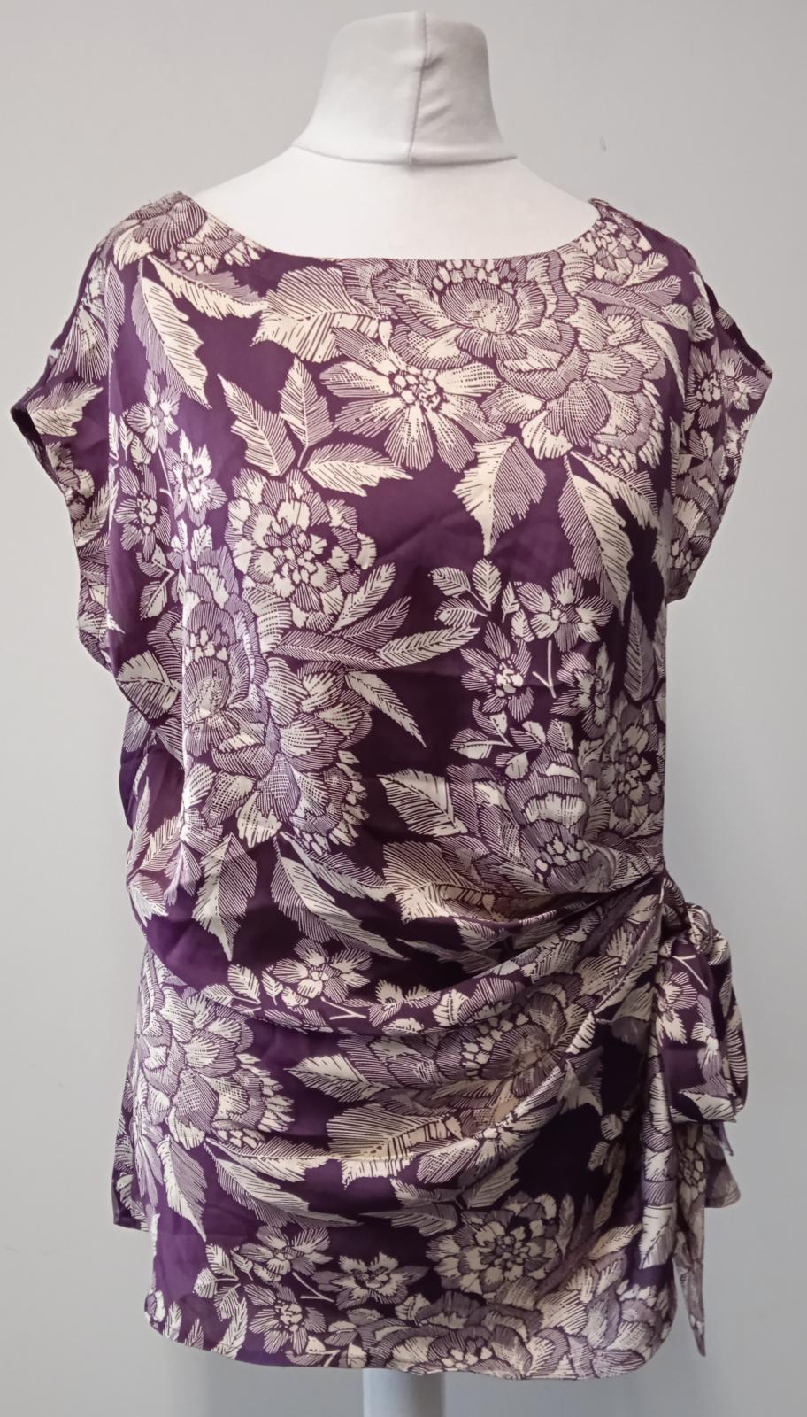 CLEMENTS RIBEIRO Ladies Purple Floral Print Tie Waist Mini Dress Size UK10 NEW