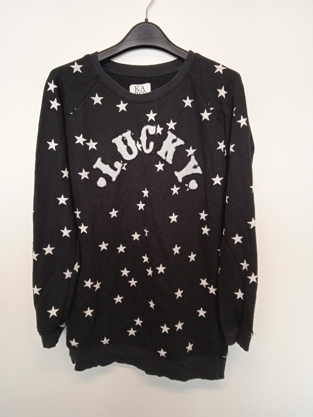 ZOE KARSSEN Ladies Black & White Cotton Blend Lucky Star Long Pullover Jumper S