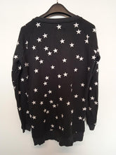 Load image into Gallery viewer, ZOE KARSSEN Ladies Black &amp; White Cotton Blend Lucky Star Long Pullover Jumper S
