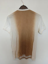 Load image into Gallery viewer, MARKUS LUPFER Ladies White &amp; Brown Cotton Embroidered Frayed T-Shirt Size S
