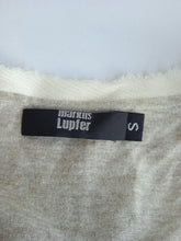 Load image into Gallery viewer, MARKUS LUPFER Ladies White &amp; Brown Cotton Embroidered Frayed T-Shirt Size S
