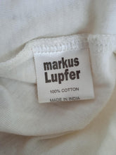 Load image into Gallery viewer, MARKUS LUPFER Ladies White &amp; Brown Cotton Embroidered Frayed T-Shirt Size S
