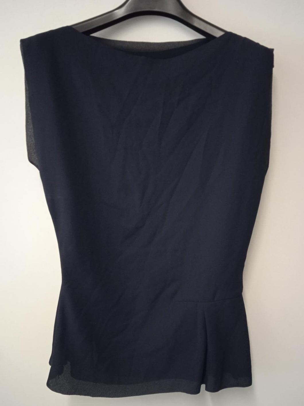 REISS Ladies Navy Blue Asymmetric Sleeveless Kia Drape Top Size UK10 NEW