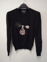 Load image into Gallery viewer, MARKUS LUPFER Ladies Black Wool Long Sleeve Sequined Perfume Jumper Size S
