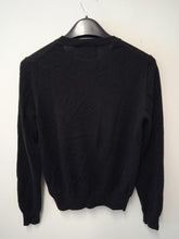 Load image into Gallery viewer, MARKUS LUPFER Ladies Black Wool Long Sleeve Sequined Perfume Jumper Size S
