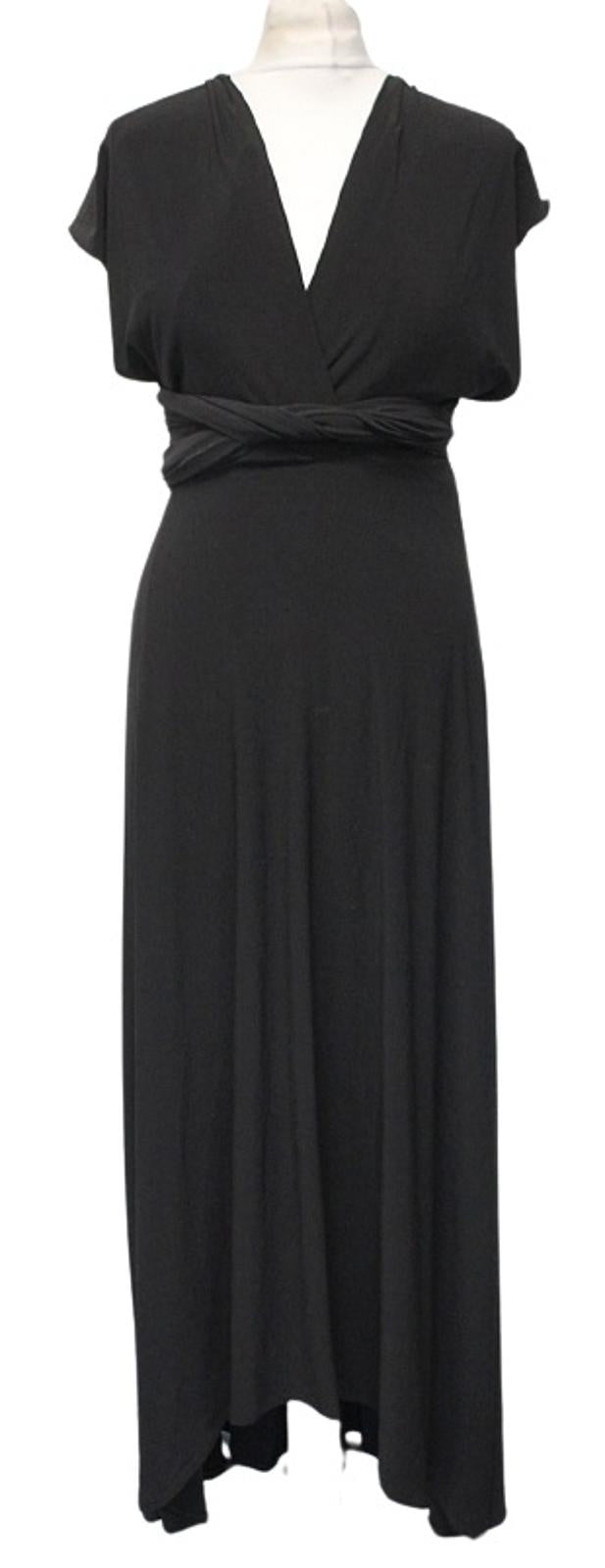 COAST Ladies 15 Ways Twist The Wrap Black Stretch Jersey Maxi Dress UK10 NEW