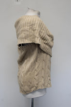 Load image into Gallery viewer, RALPH LAUREN Ladies Beige Tusssah Silk Cable Knit Open Vest Cardigan Size S
